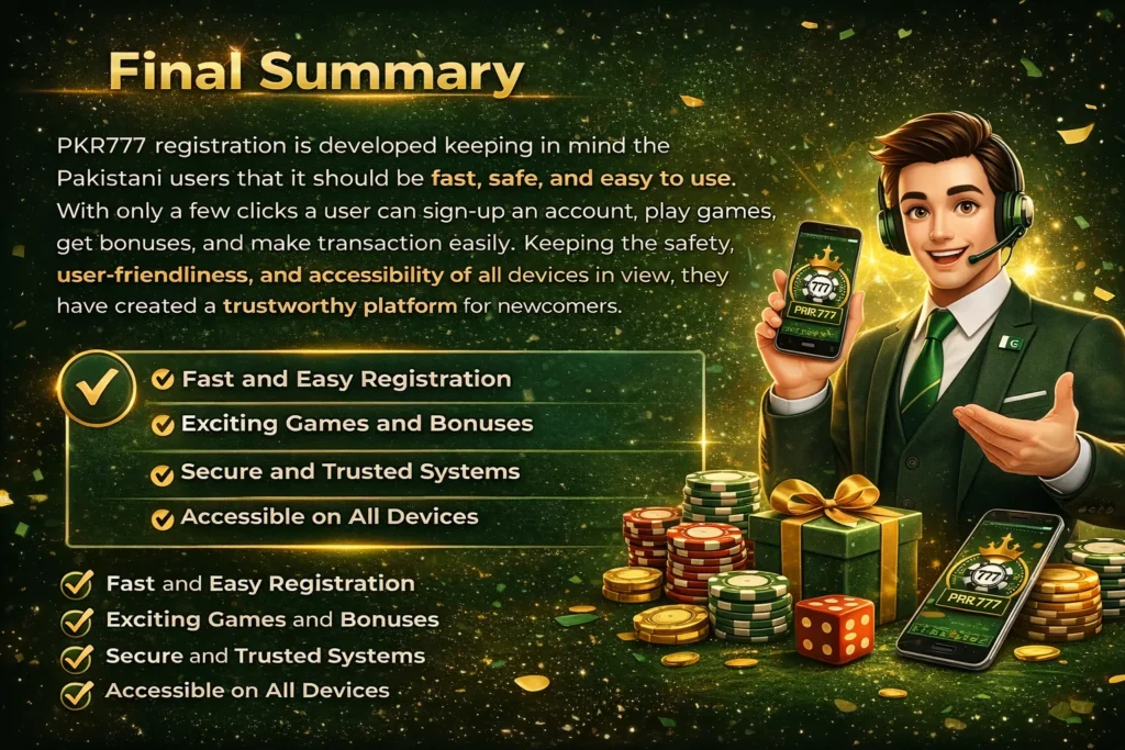 PKR 777 Game Registration complete summary